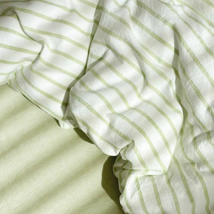Green Striped Duvet Cover