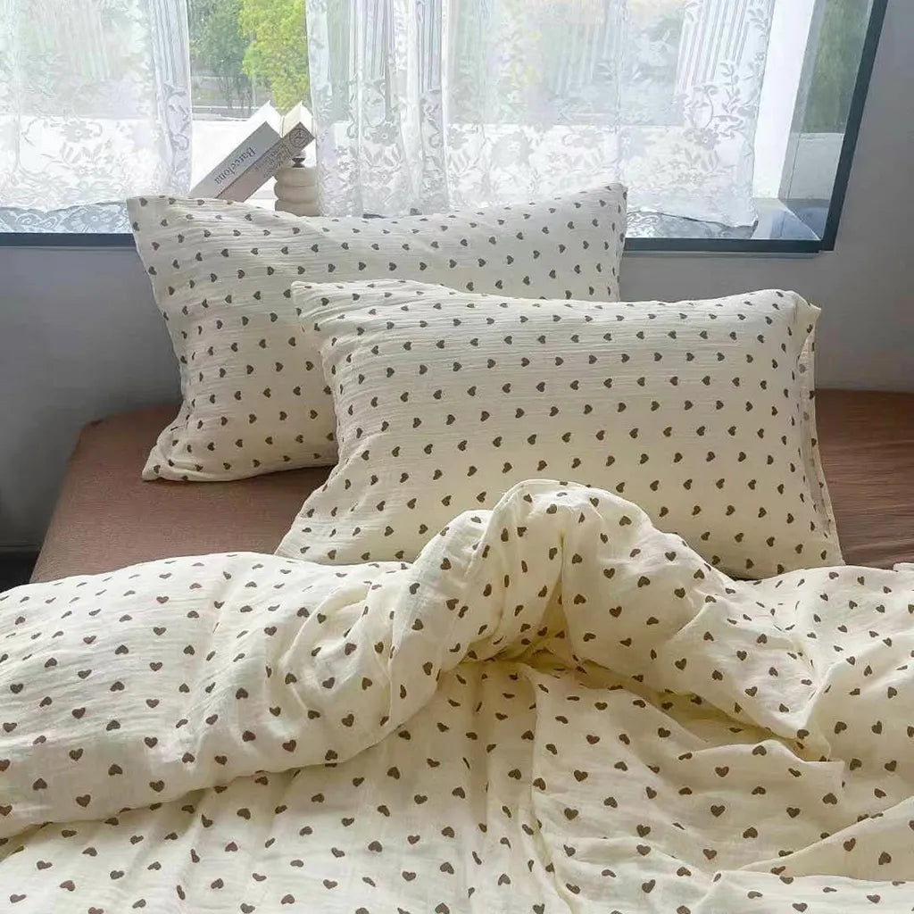 Heart Design Muslin Duvet Cover