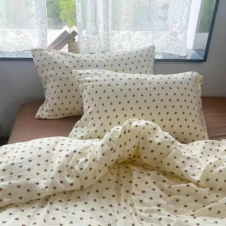 Heart Design Muslin Duvet Cover