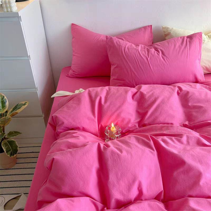 Hot Pink Cotton Bedding Set