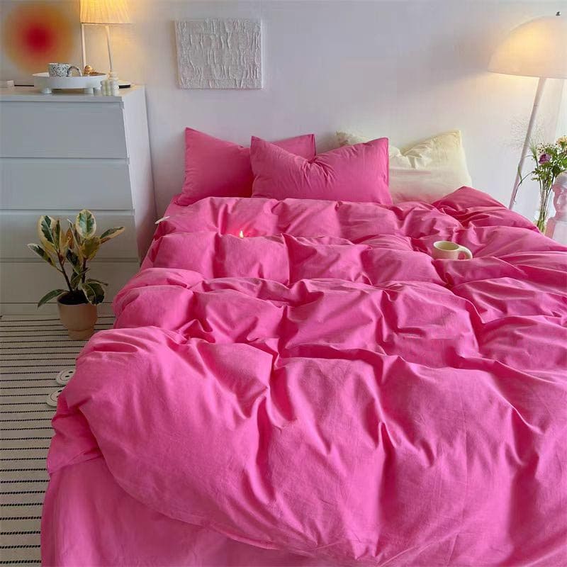 Hot Pink Cotton Bedding Set