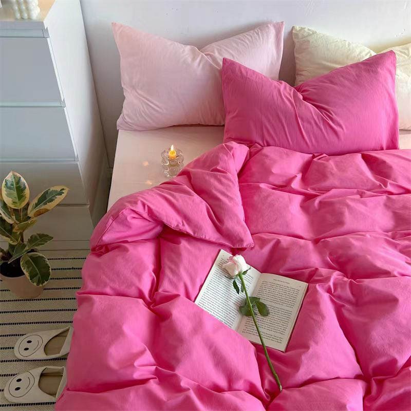 Hot Pink Cotton Bedding Set