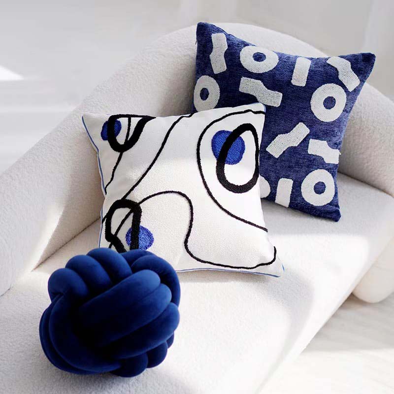 Klein Blue Tufted Throw Pillow