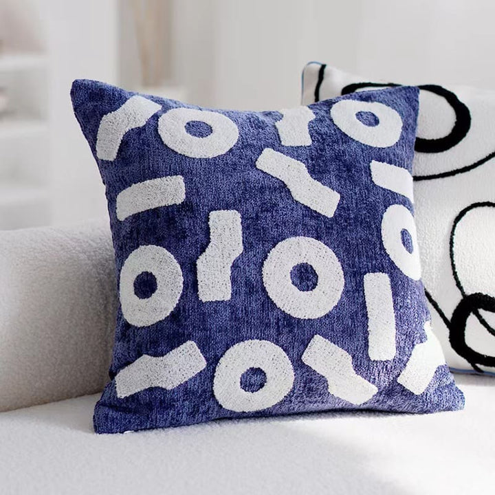 Klein Blue Tufted Throw Pillow