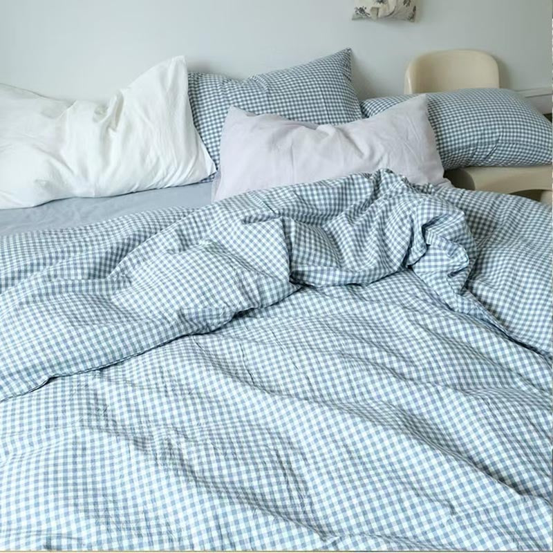 Mini Blue Gingham Bedding Set