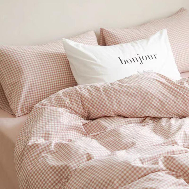 Mini Pink Gingham Bedding Set