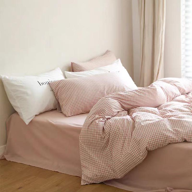 Mini Pink Gingham Bedding Set