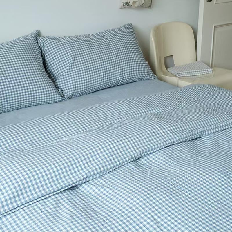 Mini Blue Gingham Bedding Set