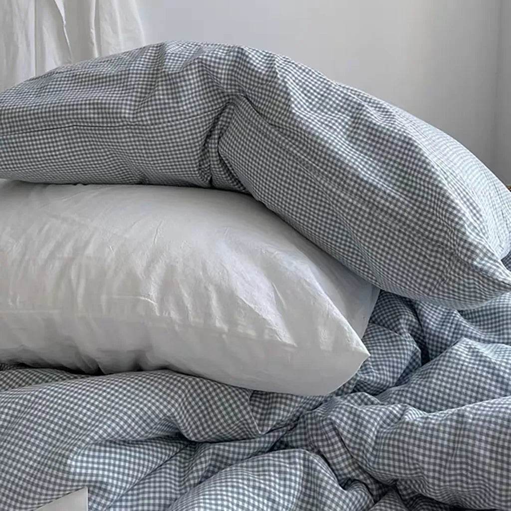 Mini Blue Gingham Bedding Set