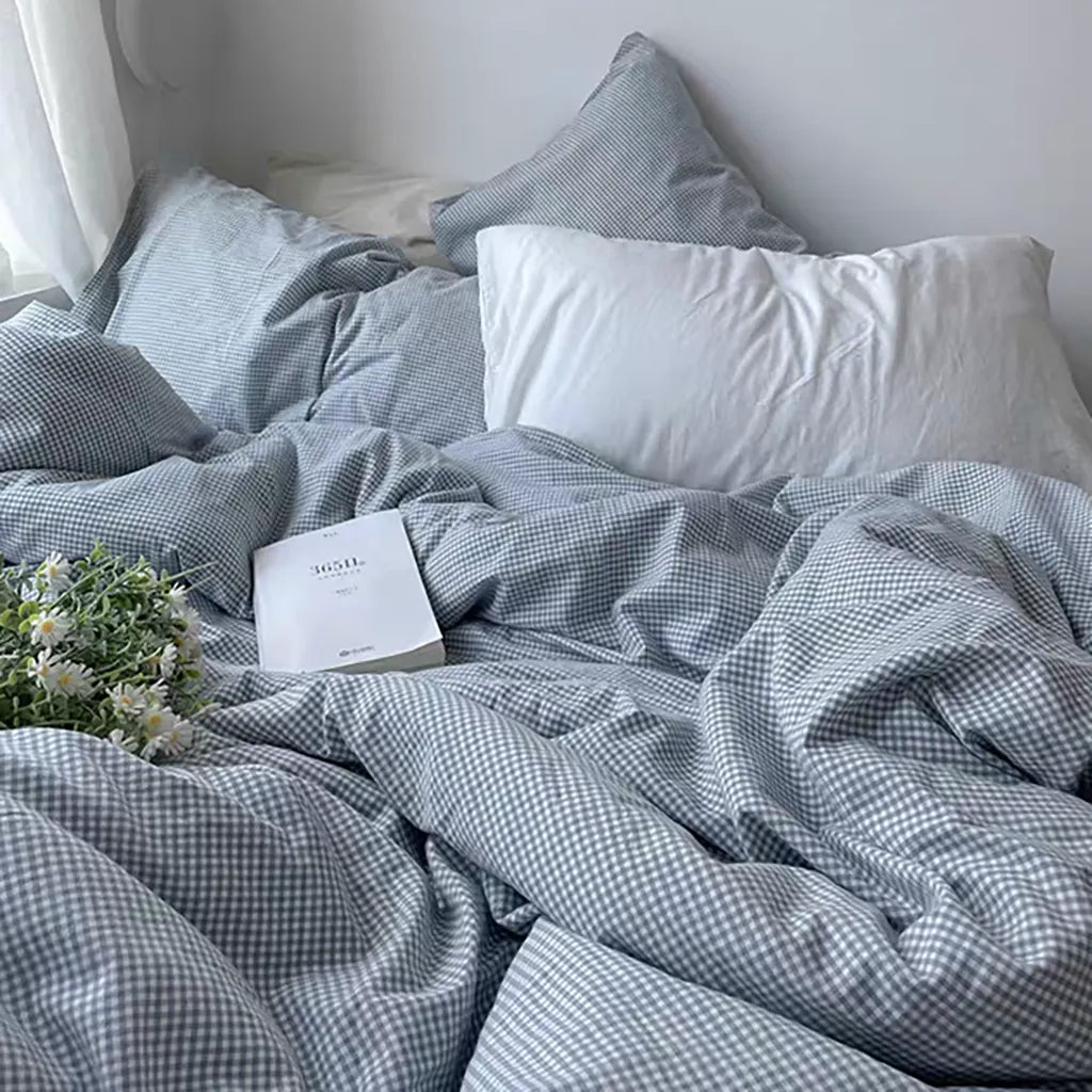 Mini Blue Gingham Bedding Set