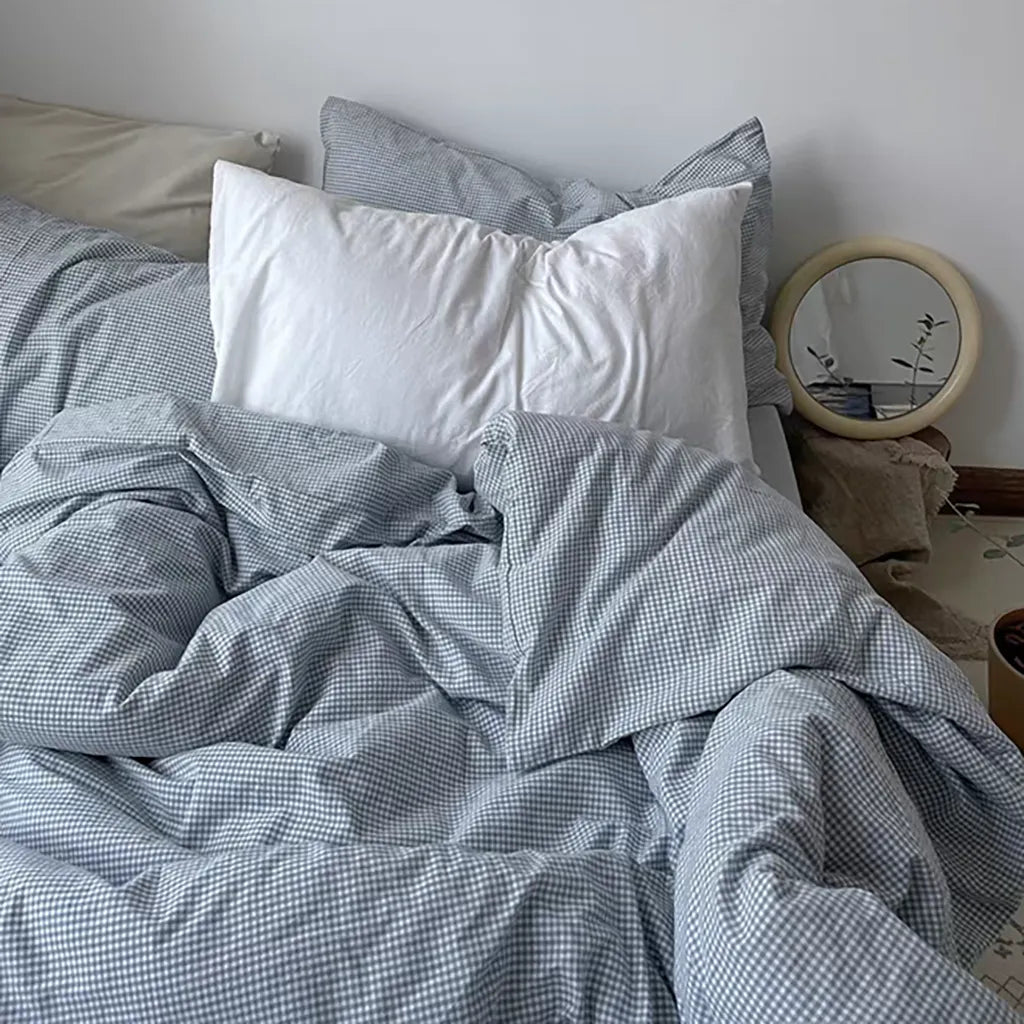 Mini Blue Gingham Bedding Set