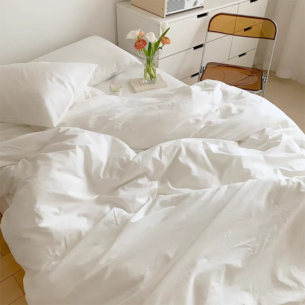 Minimalist Organic Percale Cotton Duvet Cover Set