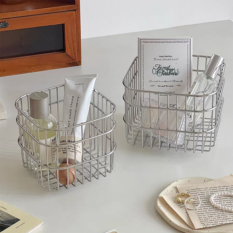 Modern Sliver Desk Storage Basket