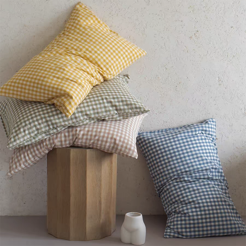 Multicolor Cotton Gingham Pillowcase