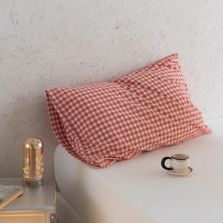 Multicolor Cotton Gingham Pillowcase