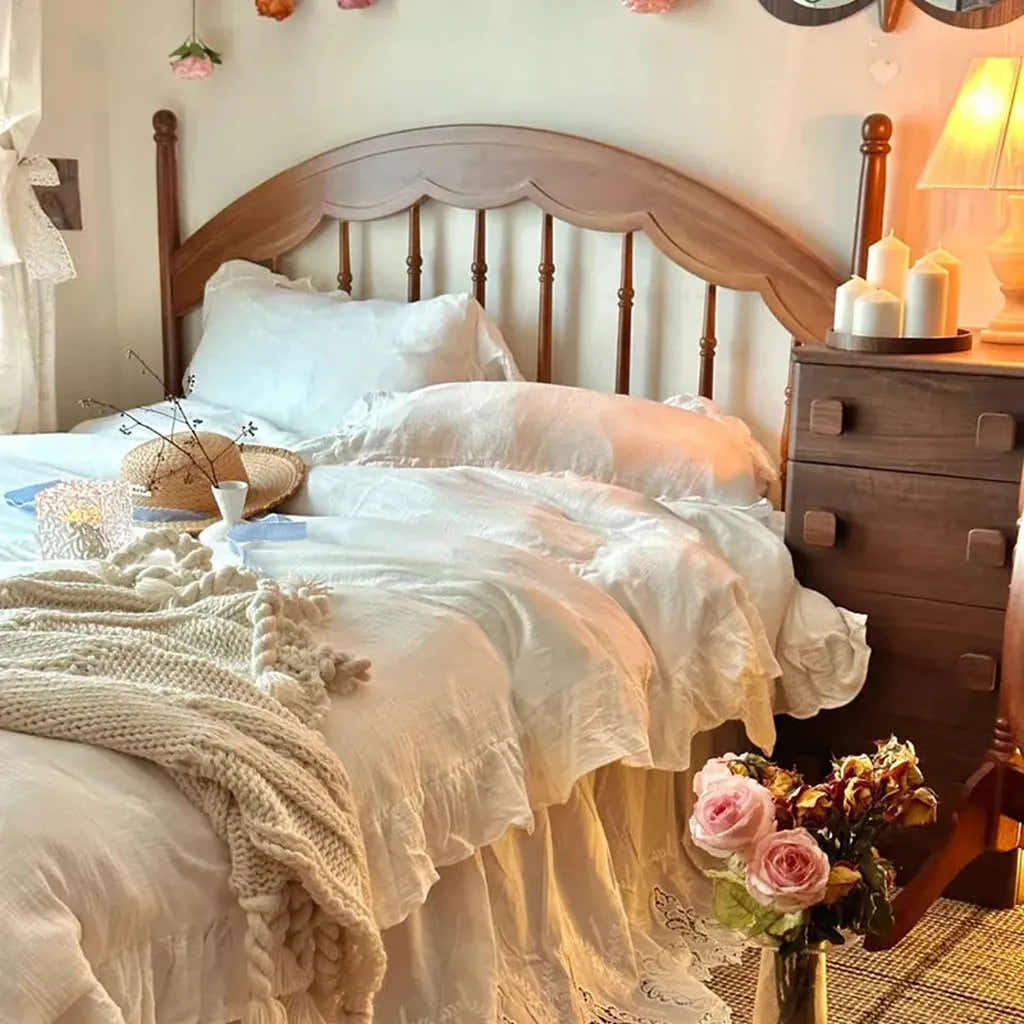 Muslin Duvet Cover Set with Ruffle