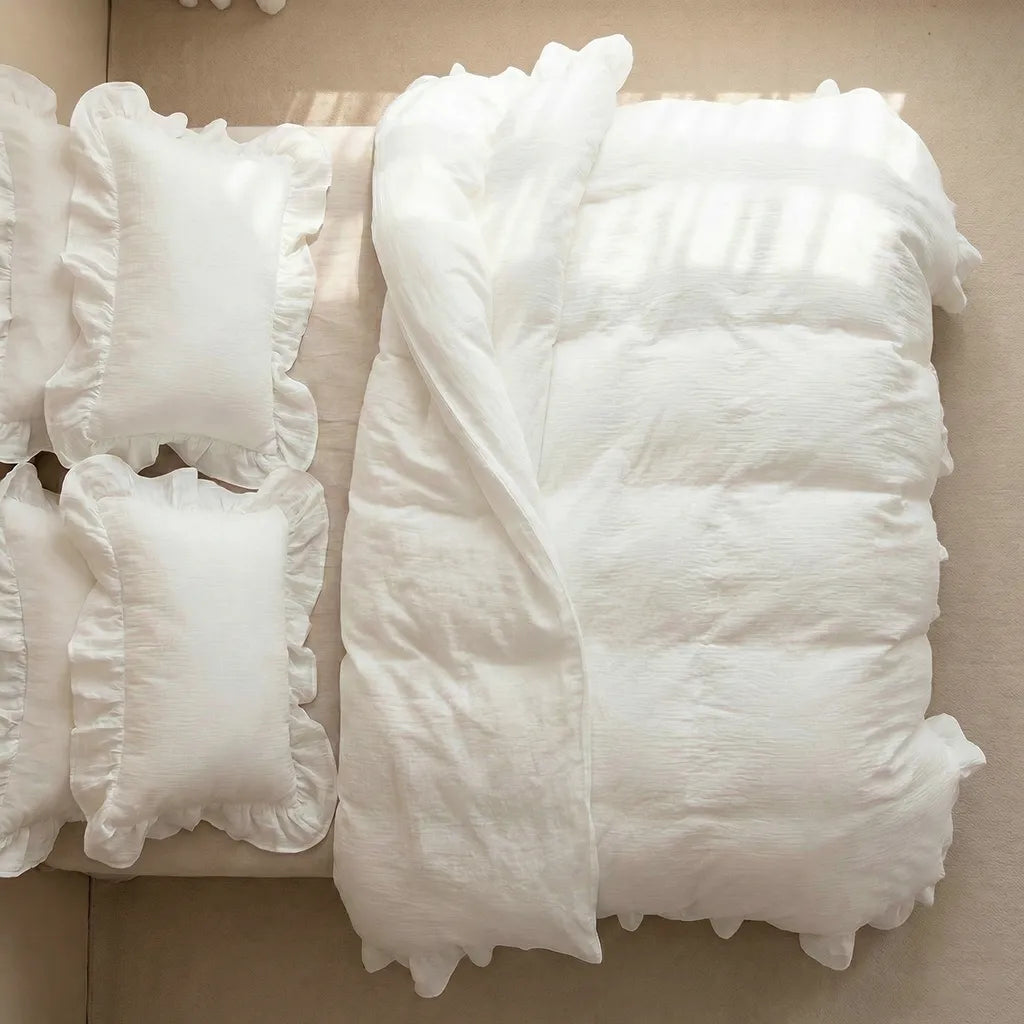 Parure de couette en mousseline à volants