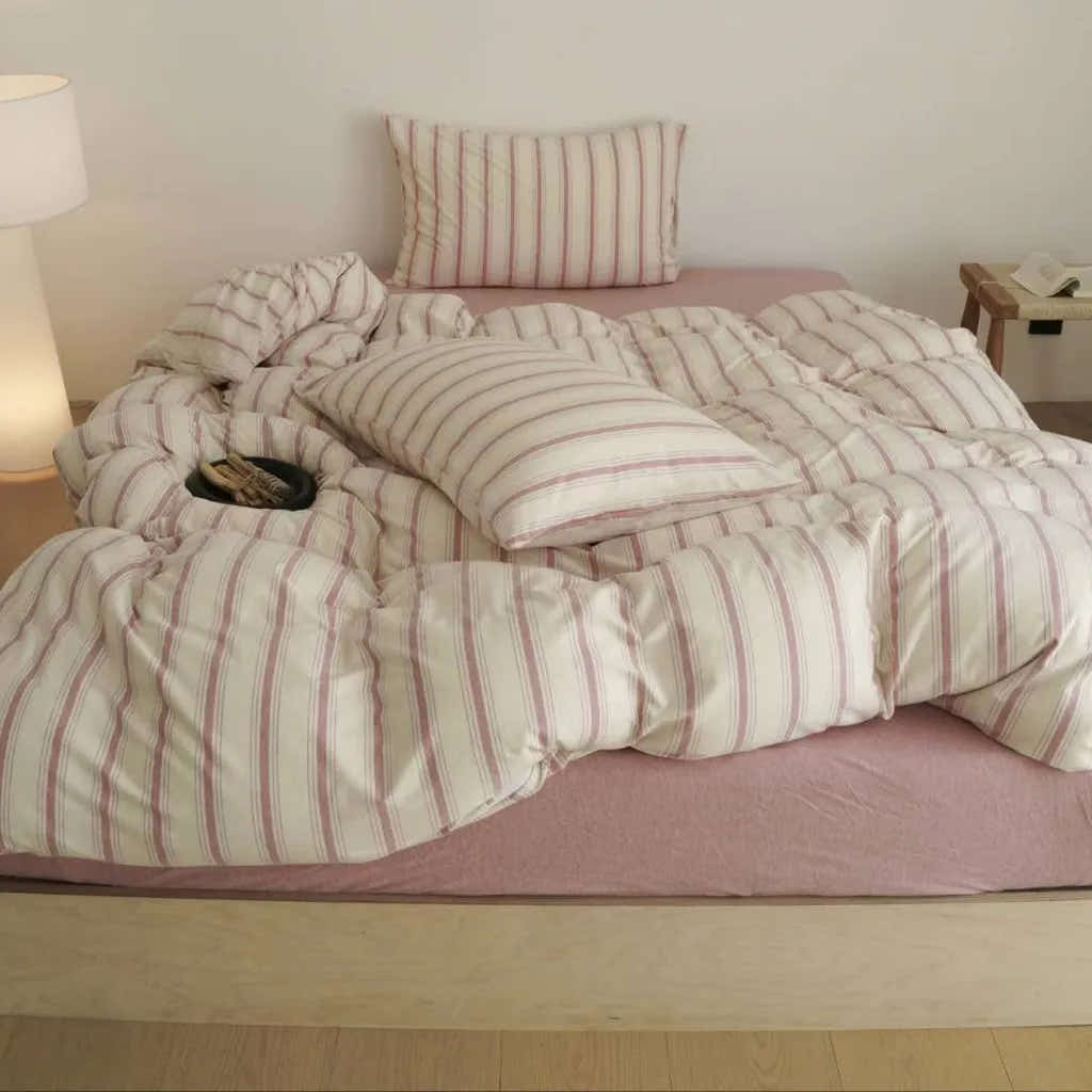 Natural Striped Bedding Set
