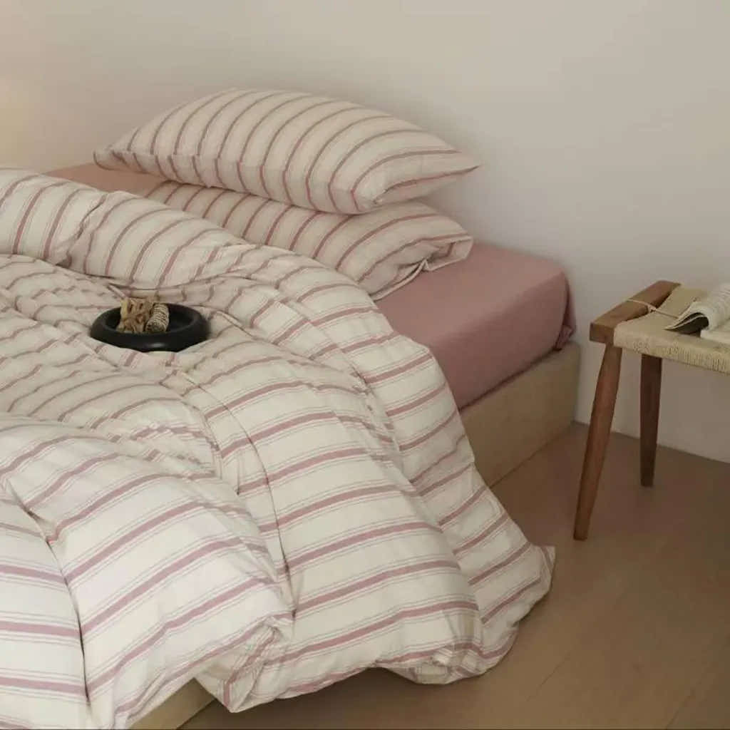 Natural Striped Bedding Set