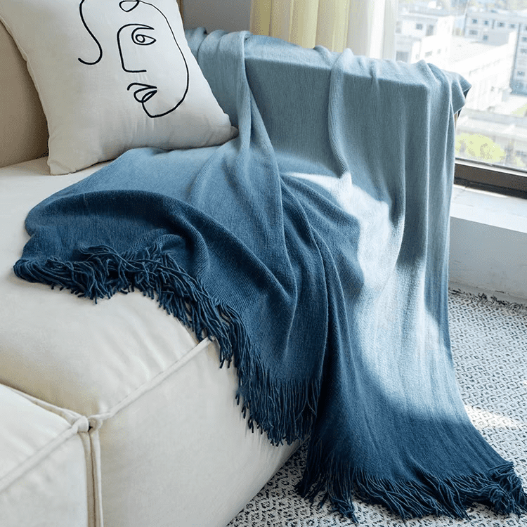Ocean Ombre Blanket with Tassel