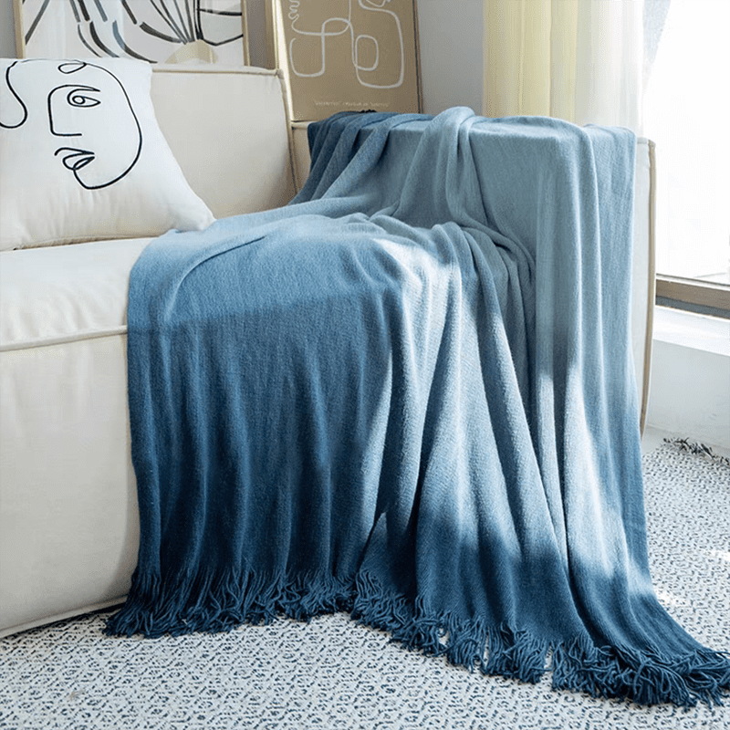 Ocean Ombre Blanket with Tassel