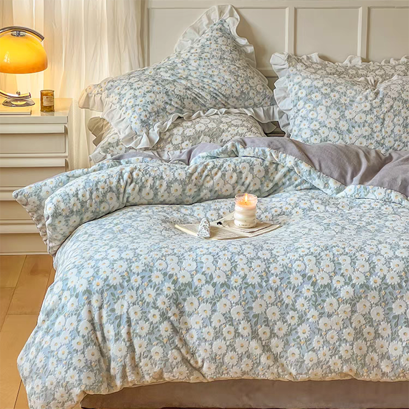 Pastel Daisy Bedding Set - Blue