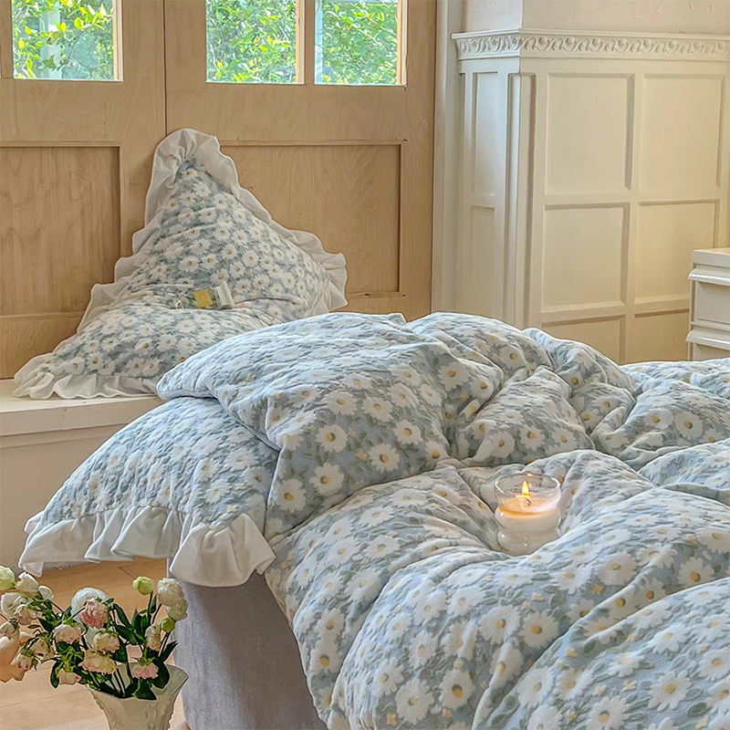 Pastel Daisy Bedding Set - Blue