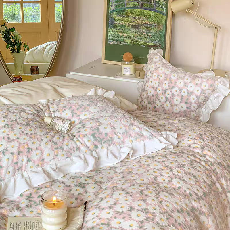 Pastel Daisy Duvet Cover - Sage Green