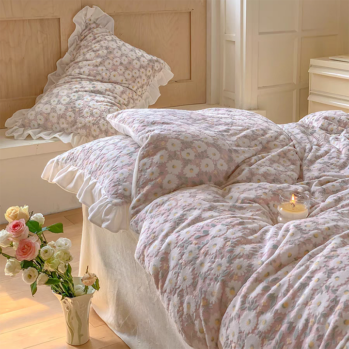 Pastel Daisy Duvet Cover - Sage Green