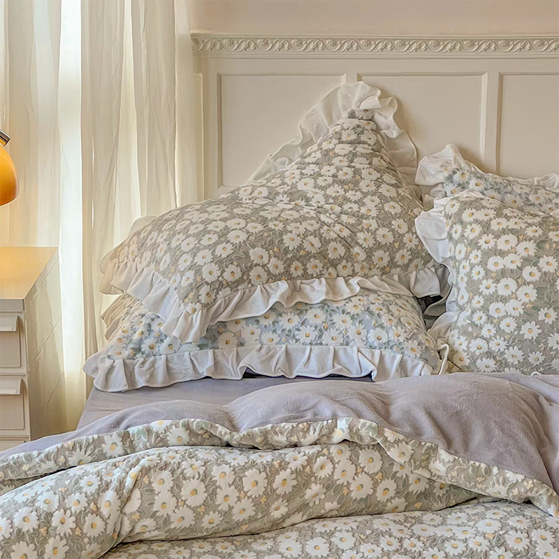 Pastel Daisy Duvet Cover - Sage Green