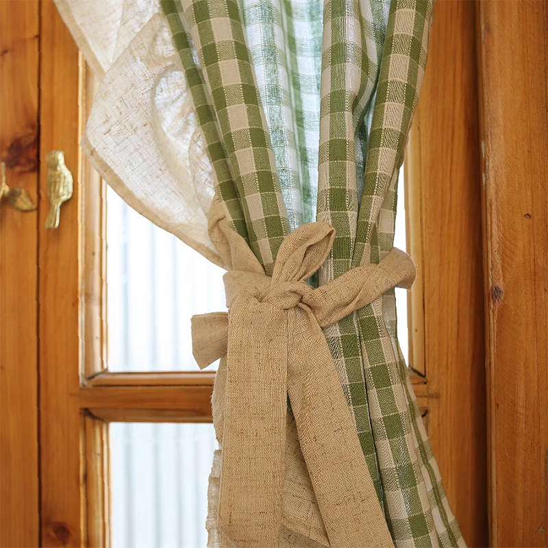 Pastoral Green Gingham Curtain