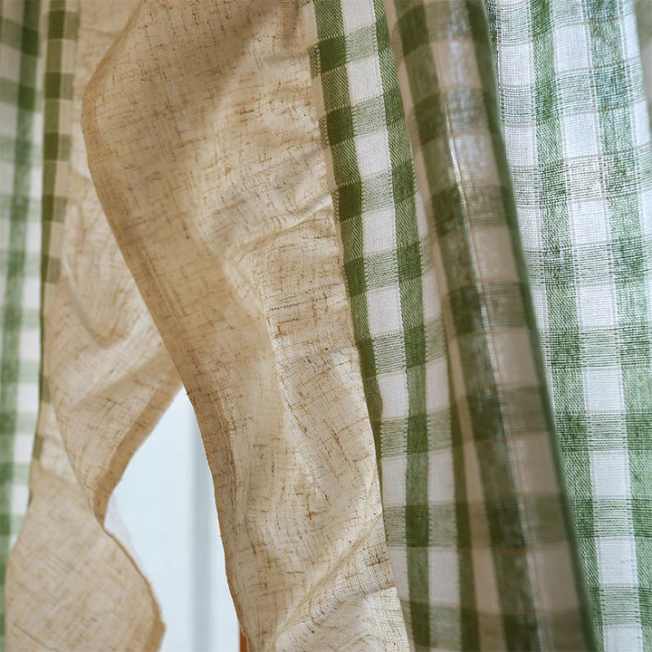 Pastoral Green Gingham Curtain