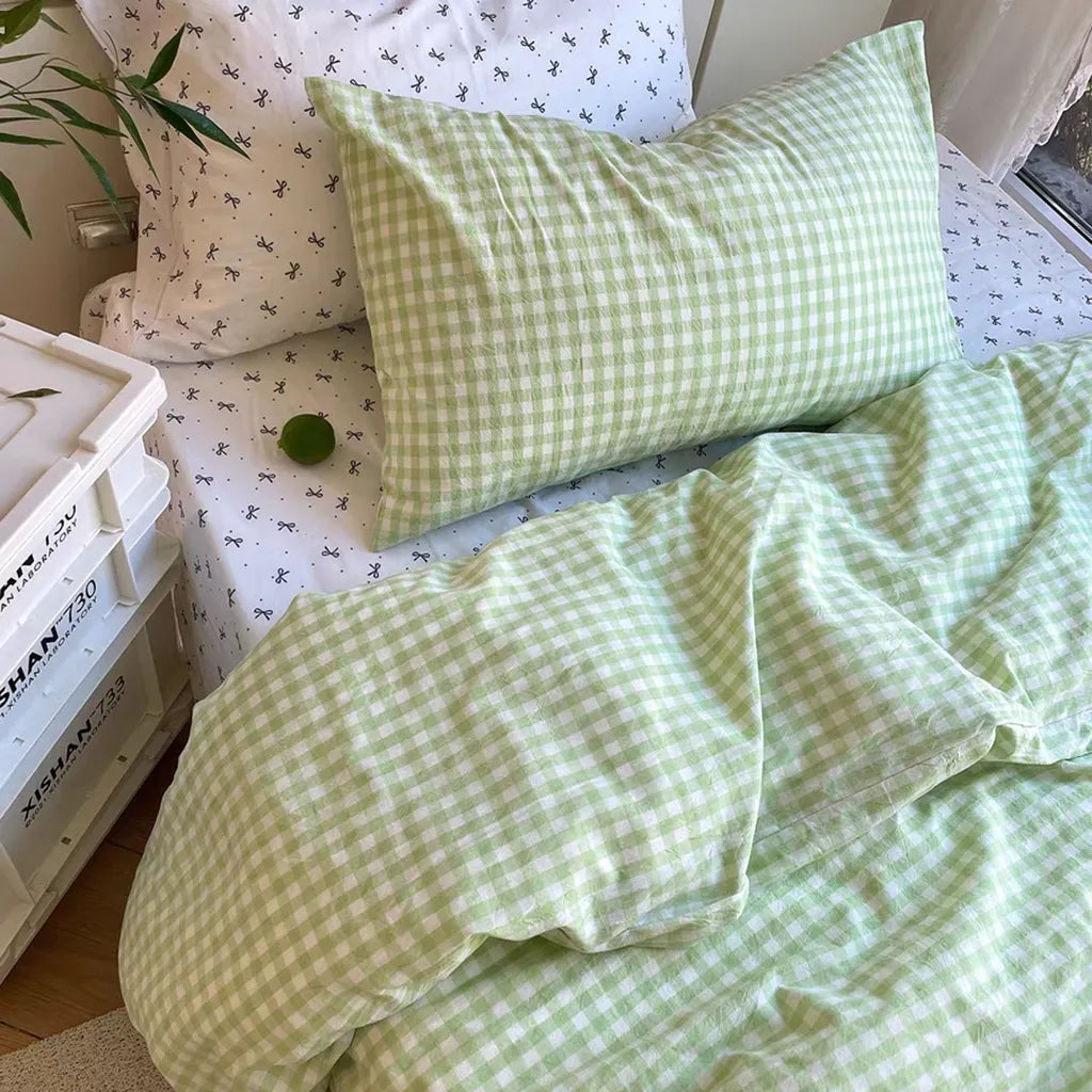Pastoral Green Gingham Duvet Cover