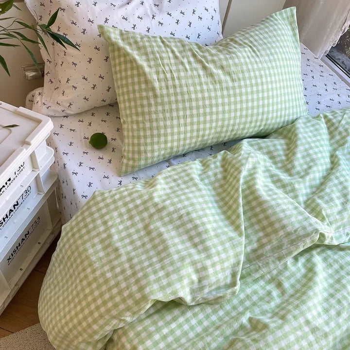 Pastoral Green Gingham Duvet Cover