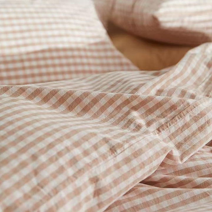 Pink Gingham Duvet Cover Set