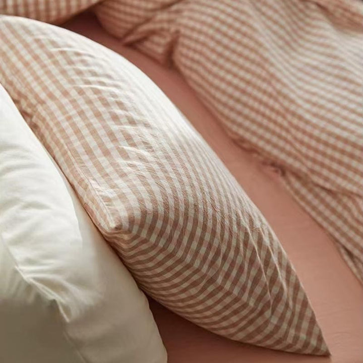 Pink Gingham Duvet Cover Set