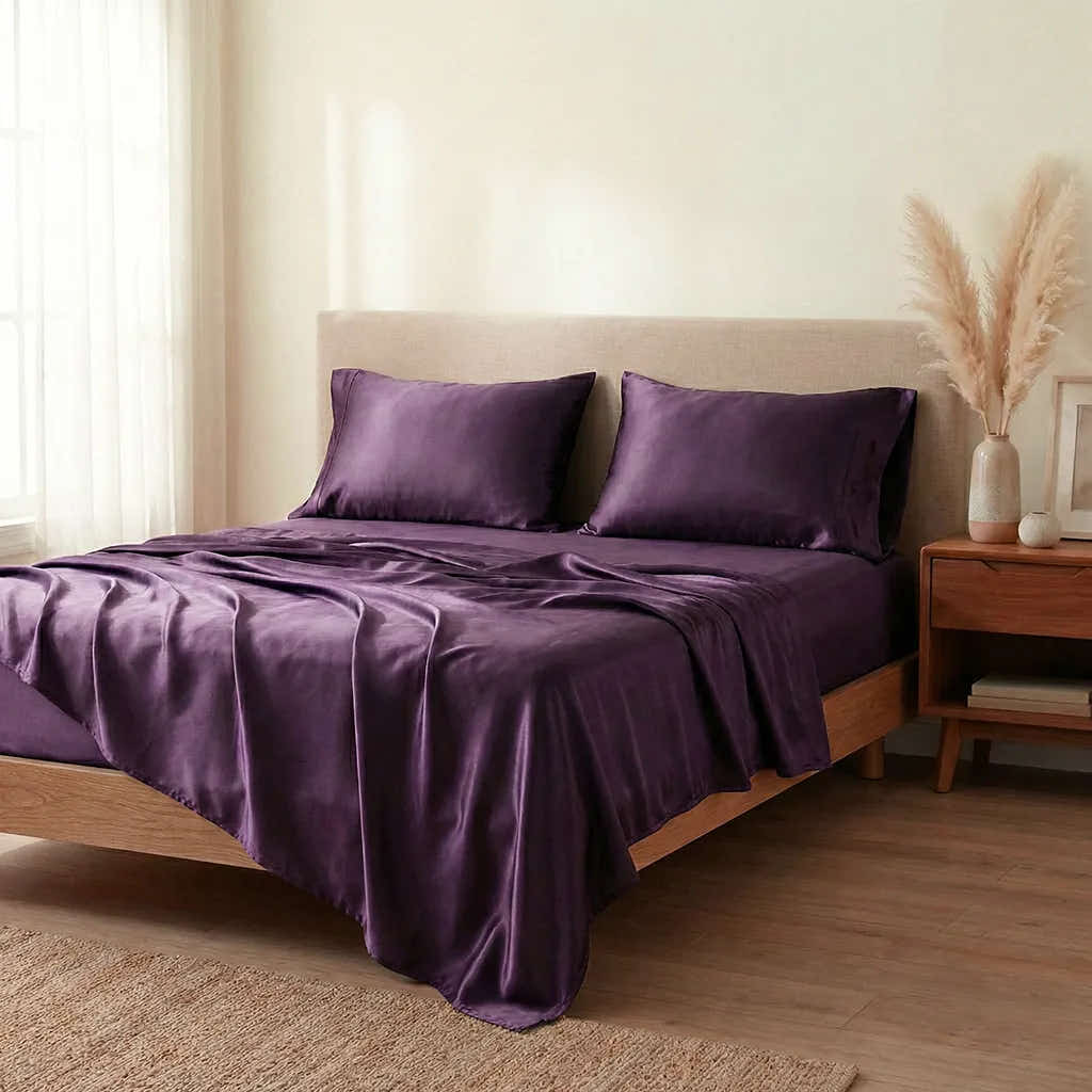 Plum 22 Momme Silk Flat Sheet