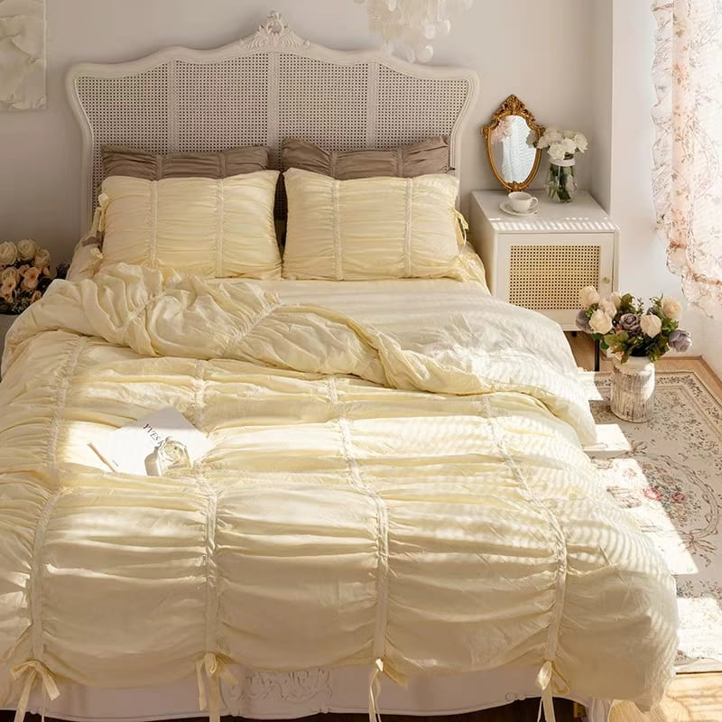 Princess Ruched Bedding Set - Brown