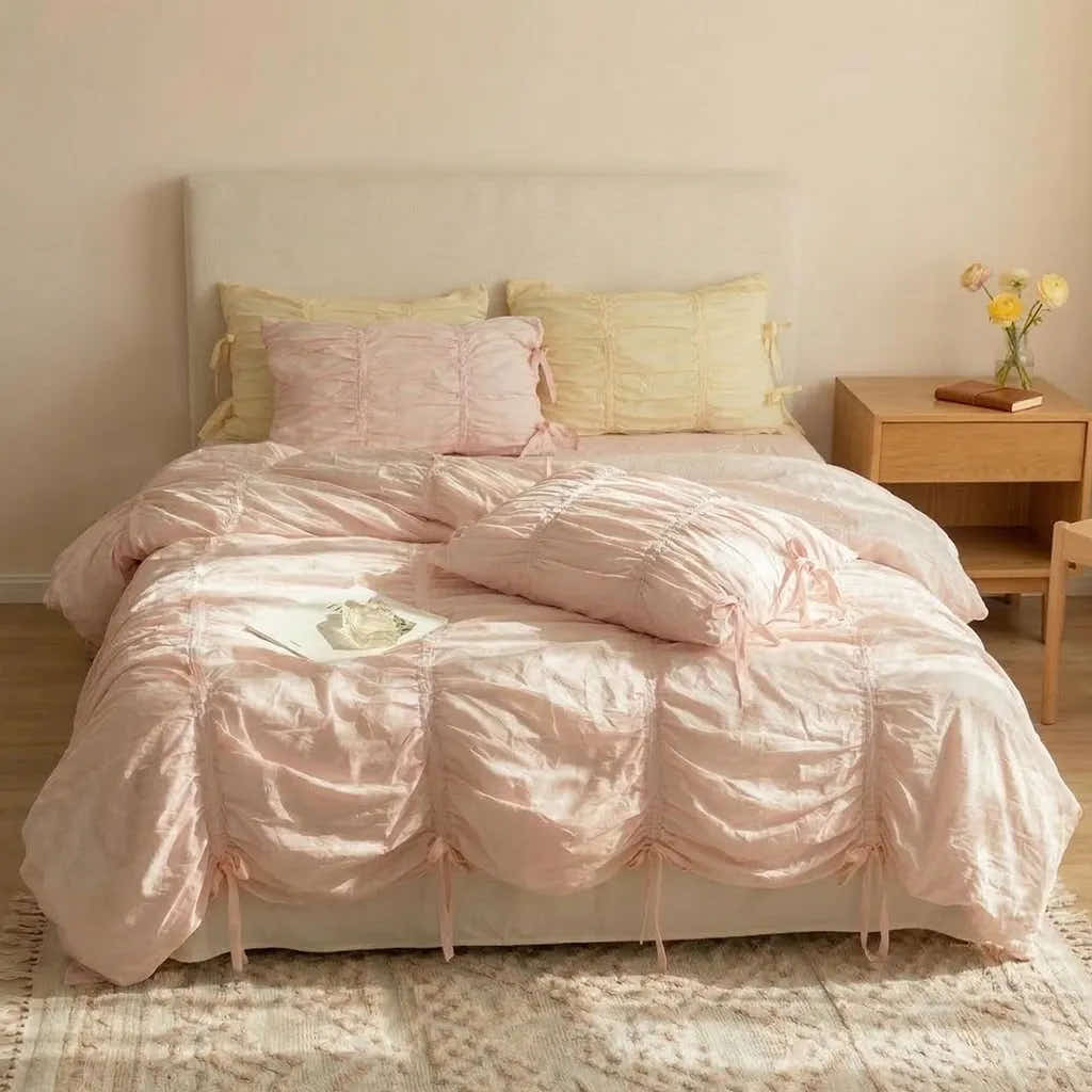Princess Ruched Duvet Cover - Pink