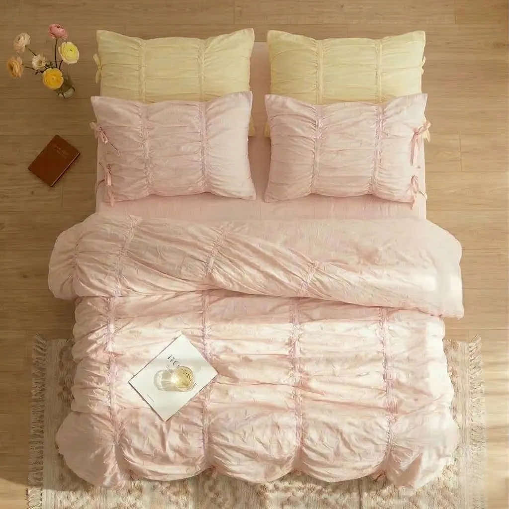 Princess Ruched Duvet Cover - Pink