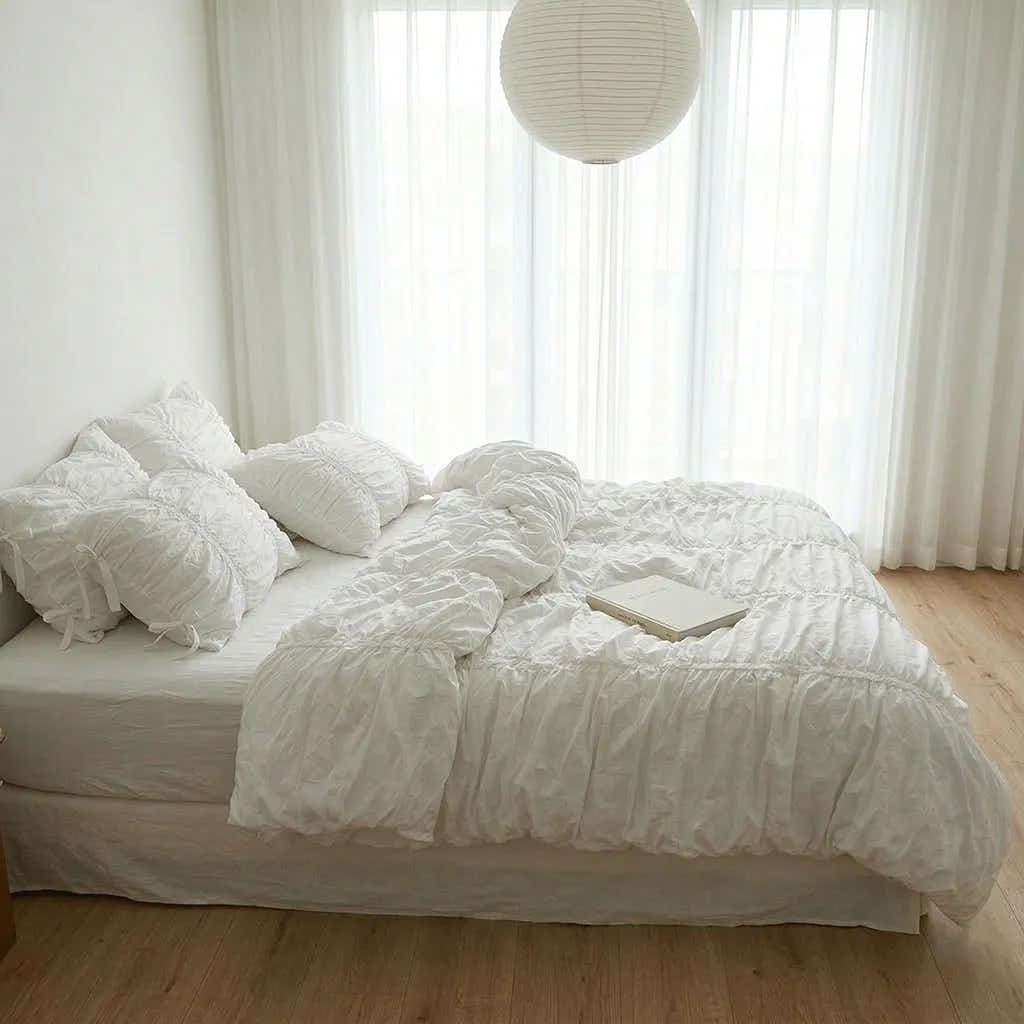 Princess Ruched Duvet Cover - White