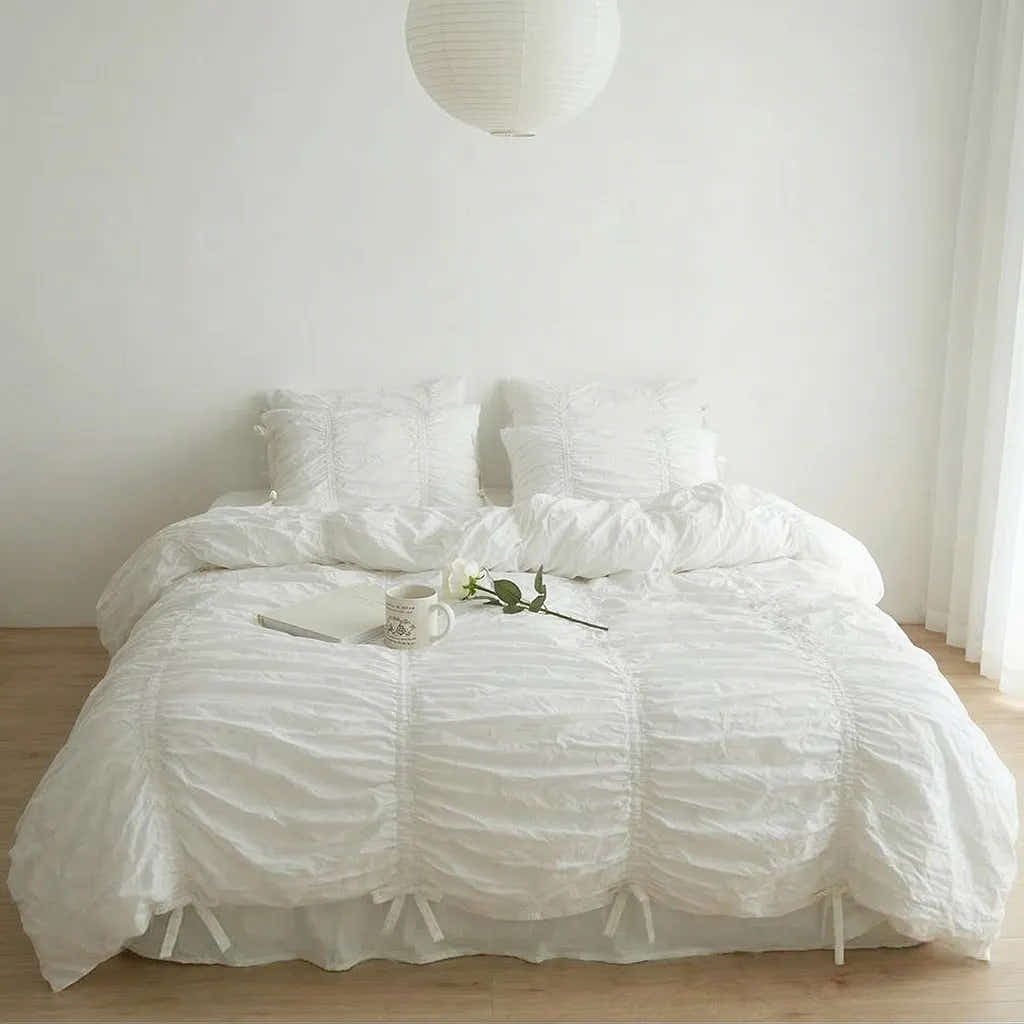 Princess Ruched Duvet Cover - White