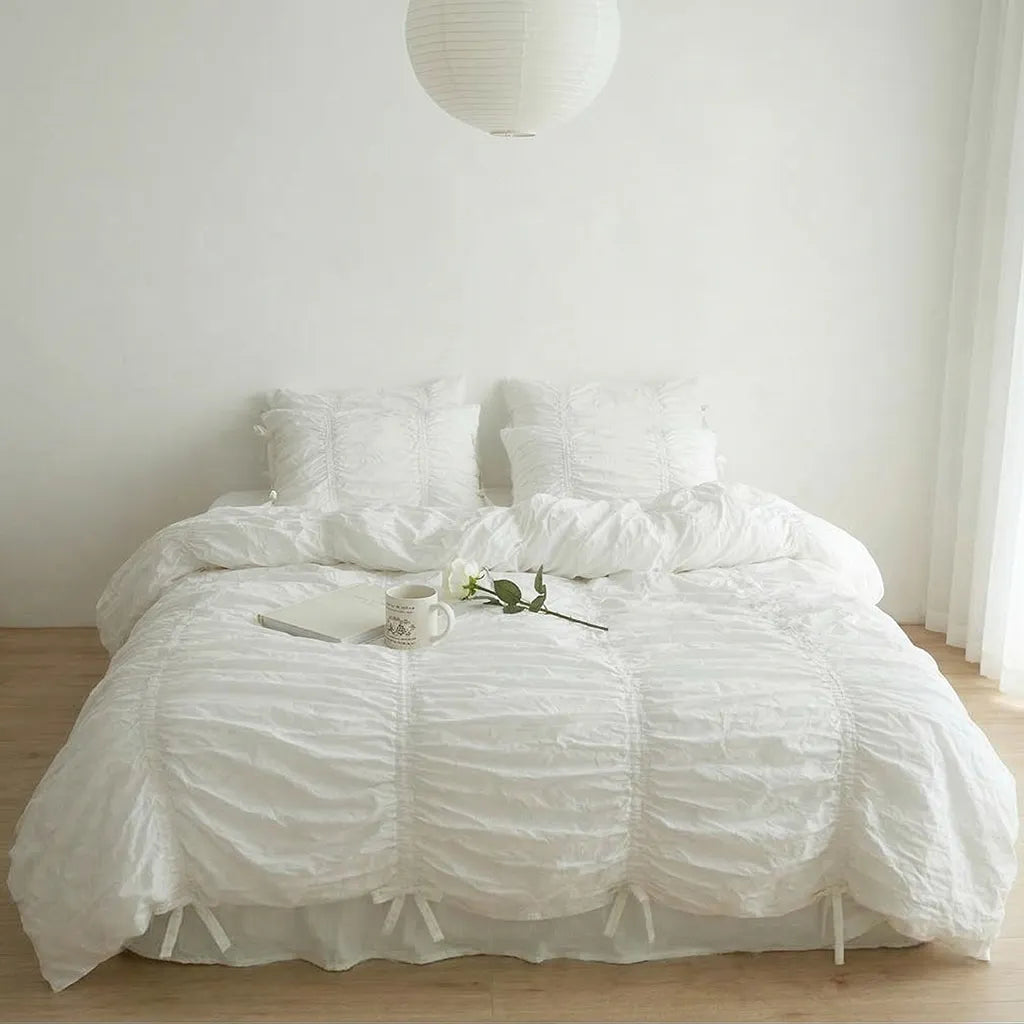 Princess Ruched Duvet Cover - White
