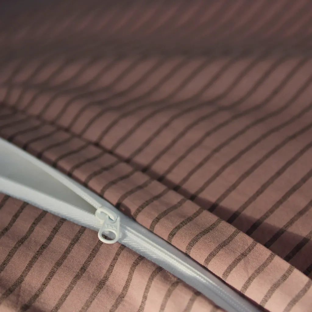 Purple Striped Ruffle Duvet Cover