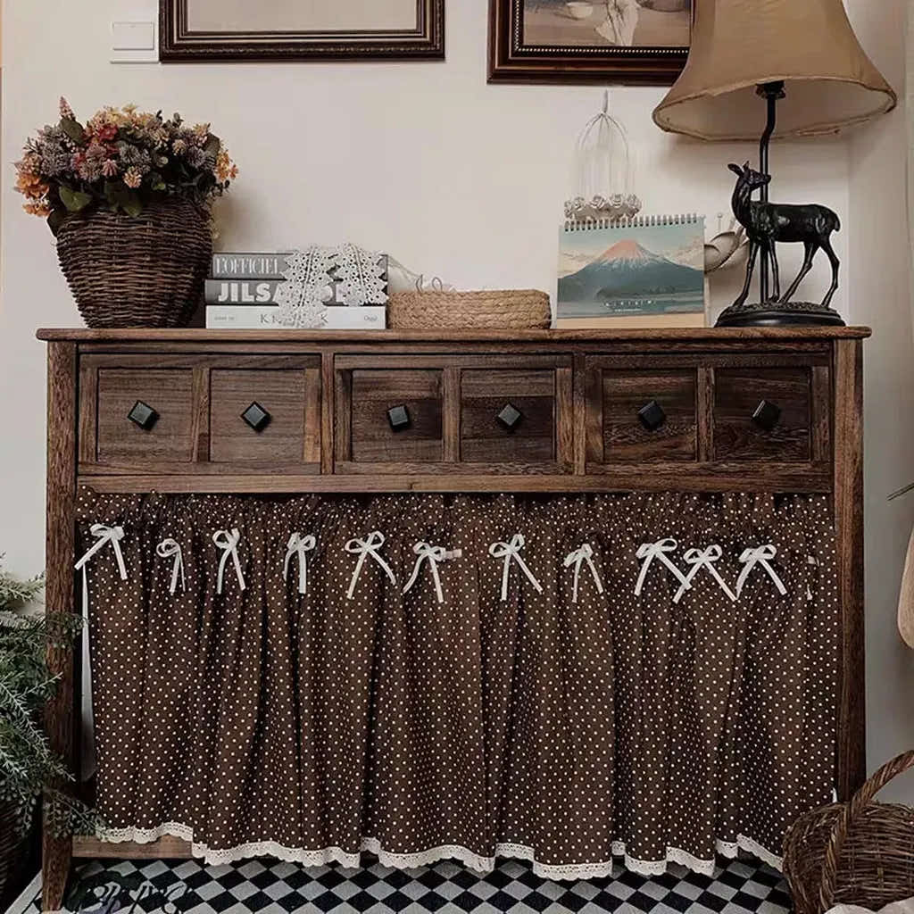 Retro Polka Dot Coffee Curtain