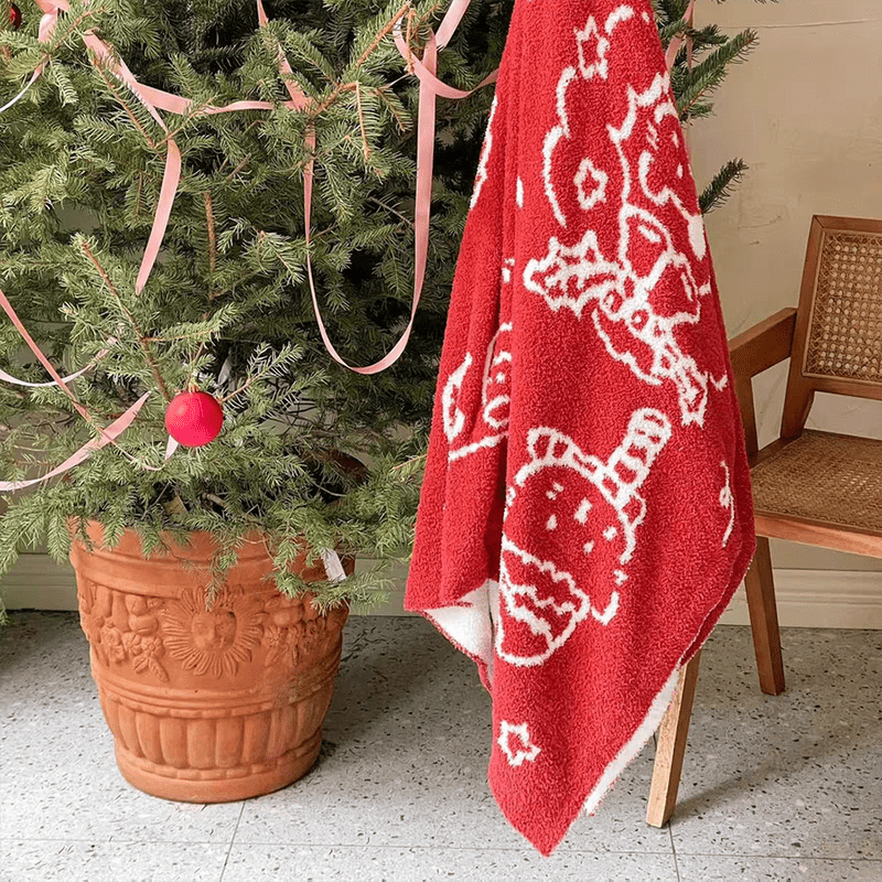 Reversible Christmas Feather Yarn Blanket