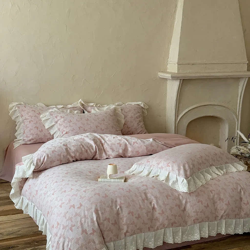 Romantic Butterfly Embroidery Bedding Set