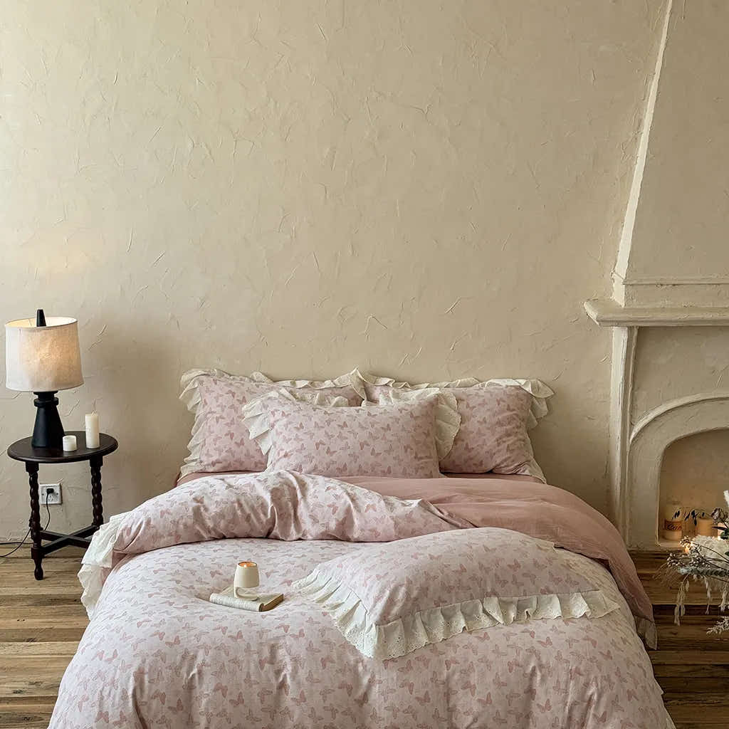 Romantic Butterfly Embroidery Bedding Set