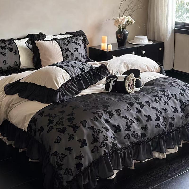 Romantic Butterfly Embroidery Bedding Set