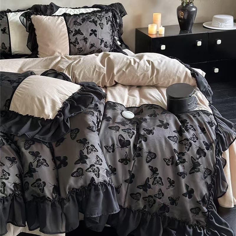 Romantic Butterfly Embroidery Bedding Set